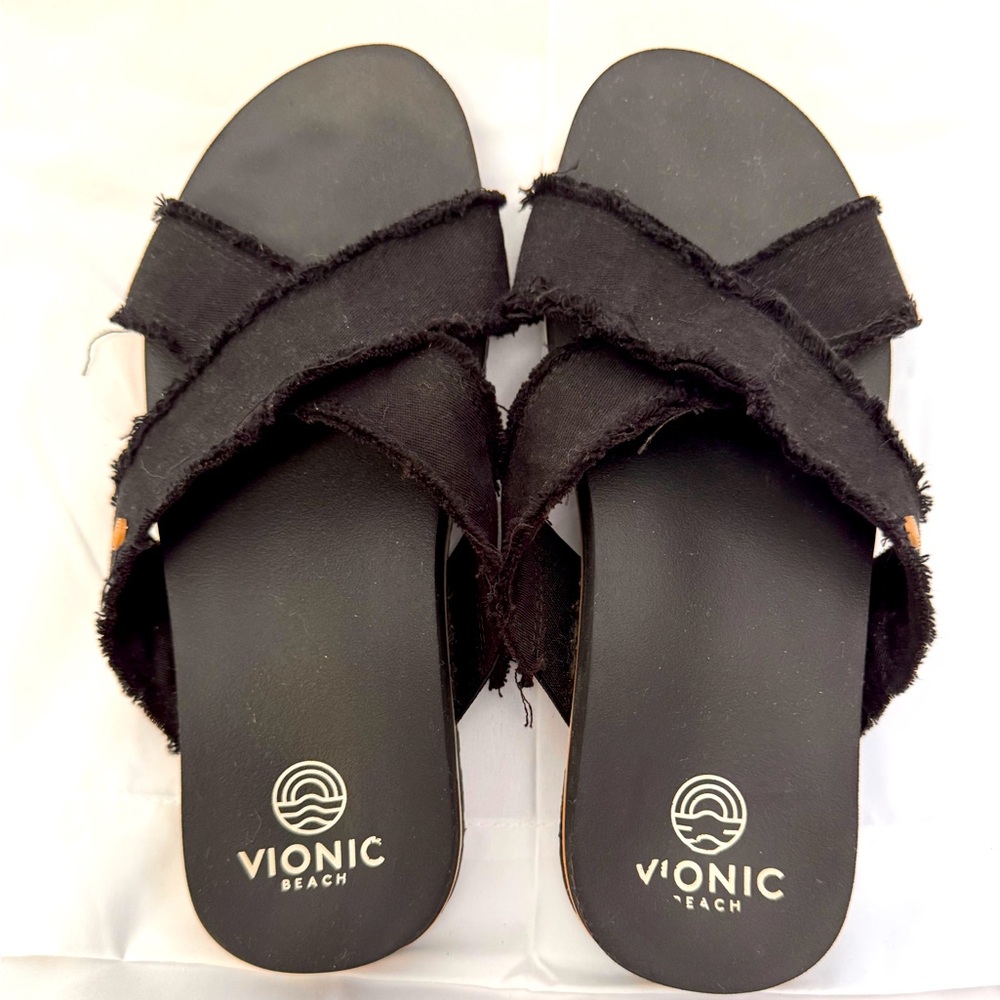 Vionic Women's Size 8 Beach Boardwalk Panama Canvas Sandal with orthotic insole